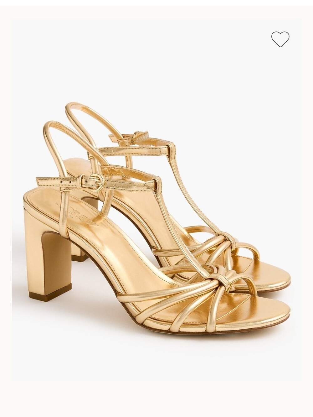 J. Crew Metallic Gold T-Strap Block Heel Sandals In Sunkissed Gold